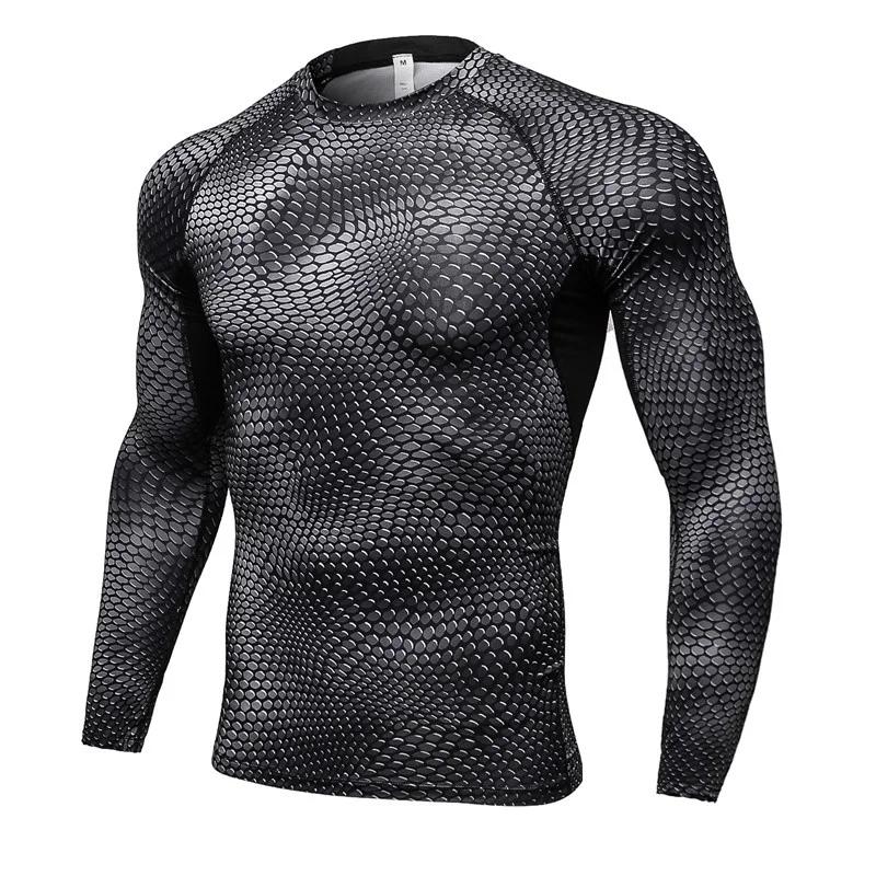 Chemise manches longues Homme élastique séchage rapide - T-Shirt gymnastique serré - Sous-vêtements athlétiques entraînement