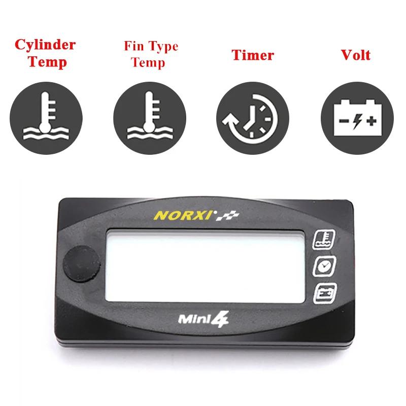 MINI 4 compteur de température double pour moto, cylindre de température, Type aileron, capteur de t