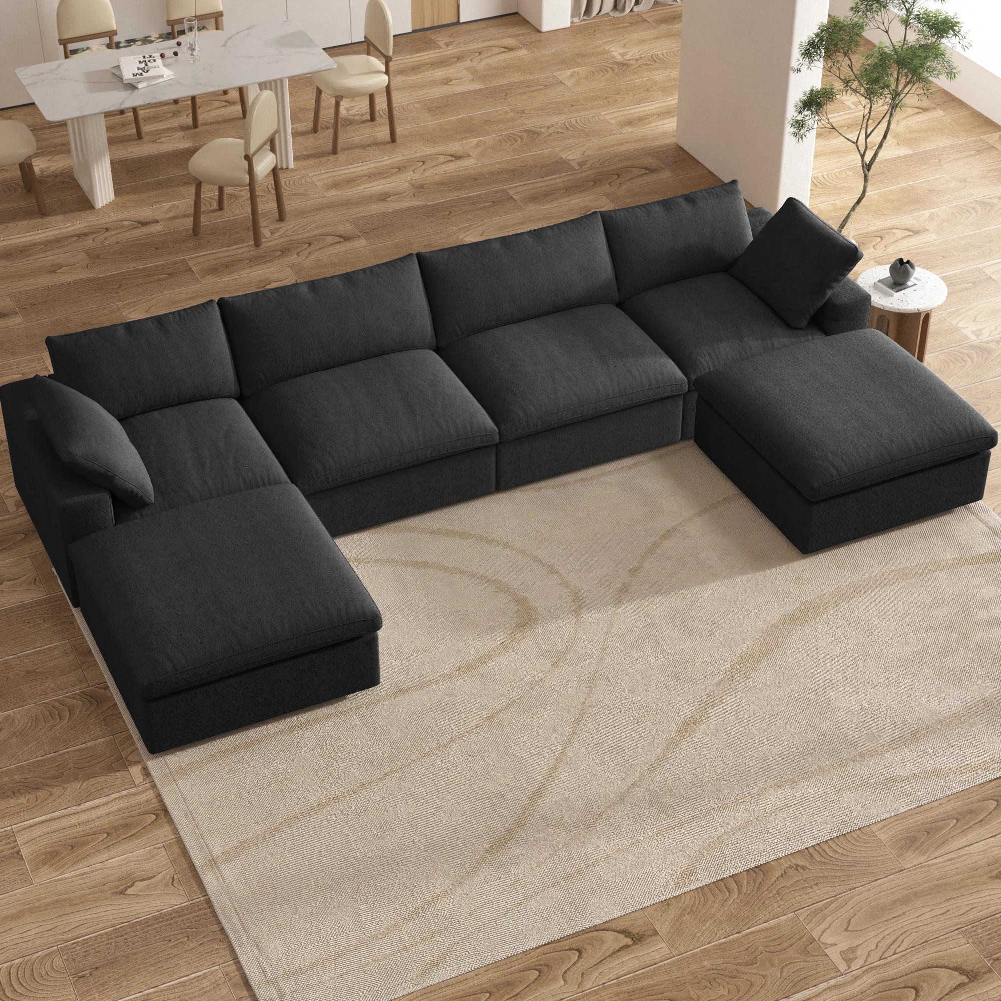 Canapé sectionnel modulaire Cloud, canapé en forme de U confortable, canapé à siège large et profond