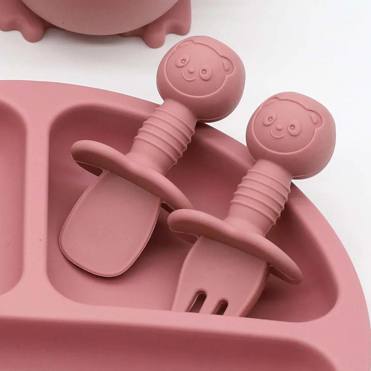 Ensemble de vaisselle en silicone de qualité alimentaire, 8 pièces, bavoir, bol, assiette à manger, 