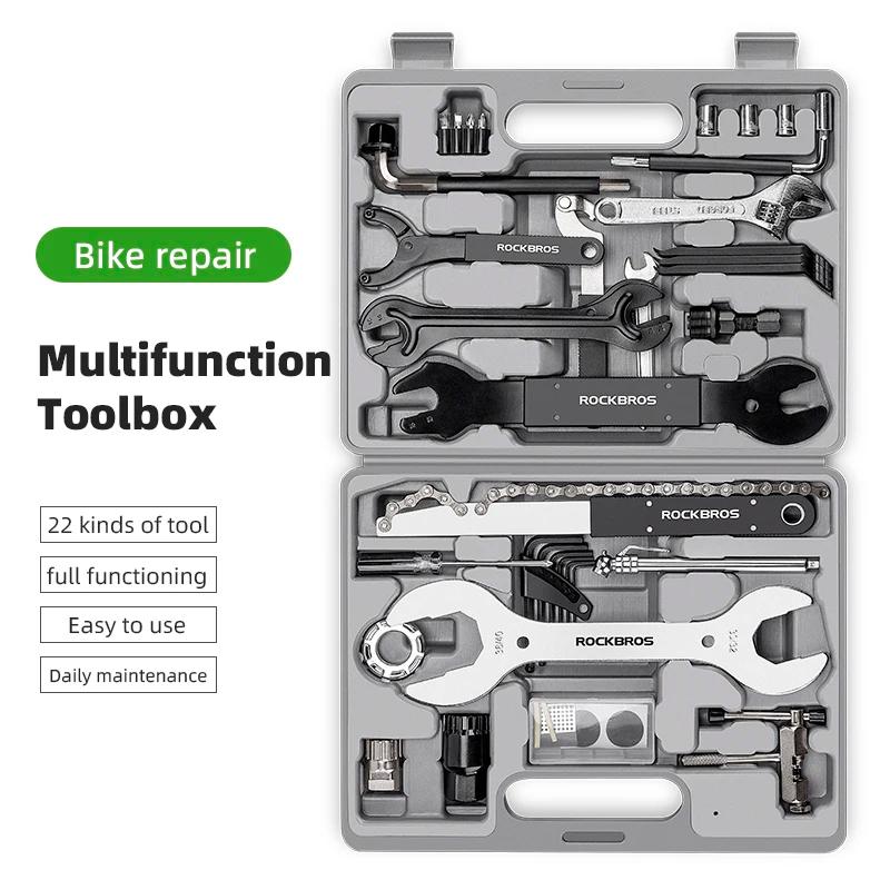 ROCKBROS – ensemble d'outils de vélo, boîte d'outils de cyclisme, vélo professionnel multifonction, 