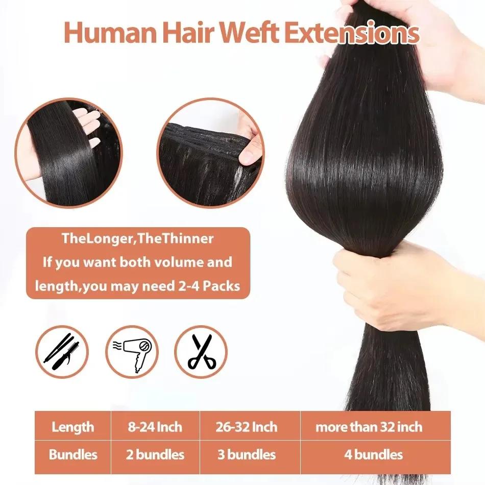 Extensions de cheveux humains brésiliens vierges non traités, lisses comme des baguettes, 28 28 30 p
