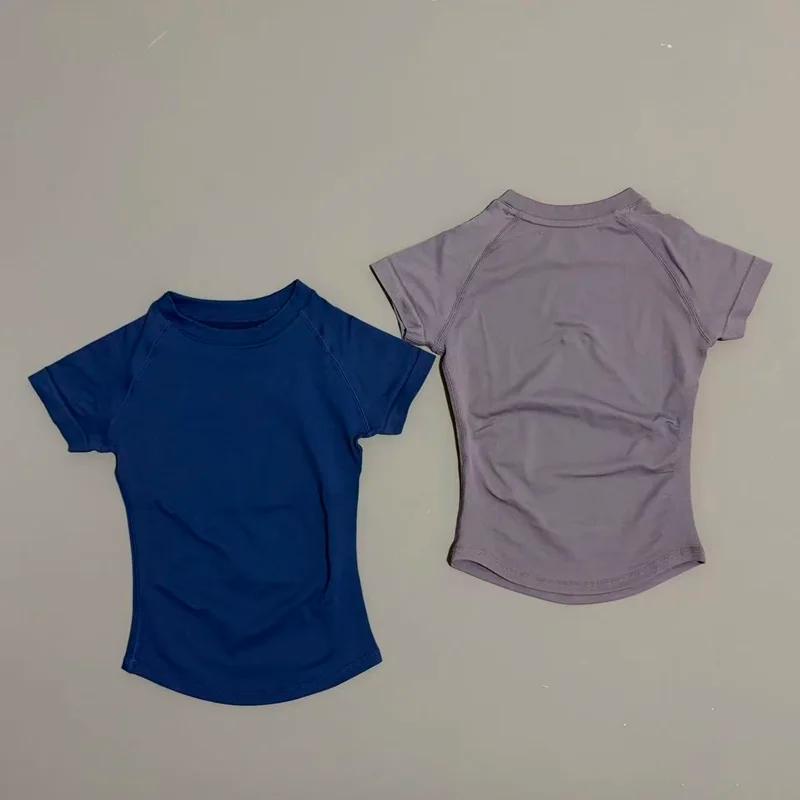 Haut de sport à manches courtes pour femme, t-shirt de course, t-shirt de sport d'été à manches cour
