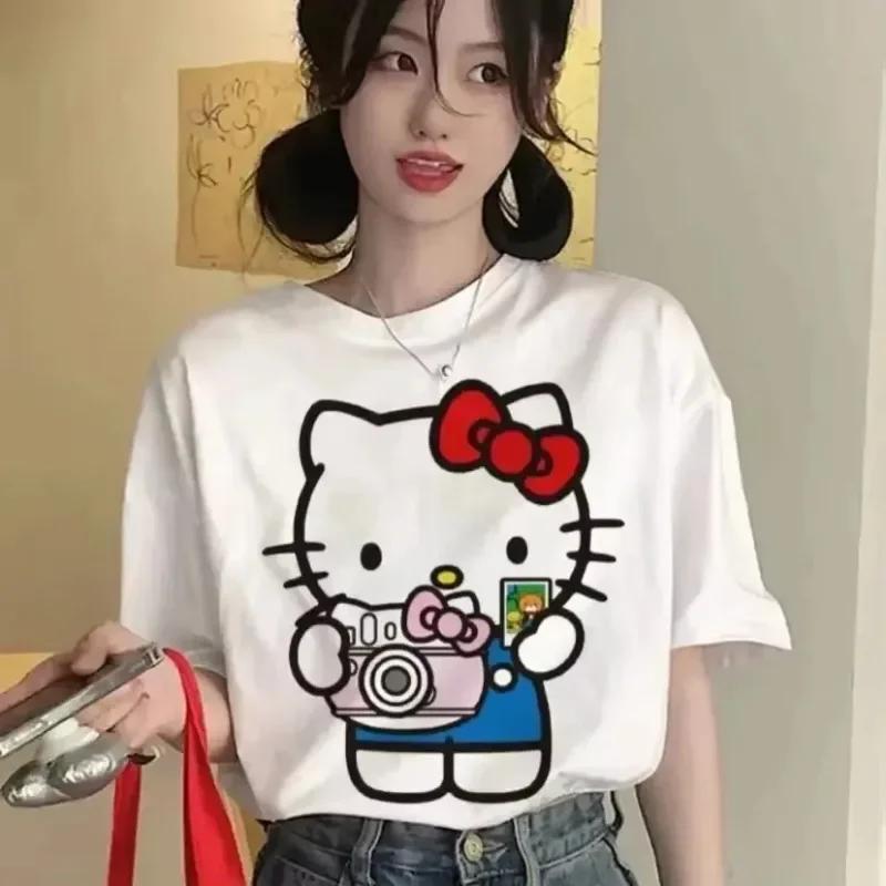 Kawaii Hello Kitty Y2K corée couverture en coton Anime mignon été ample femmes Couple mode ample con