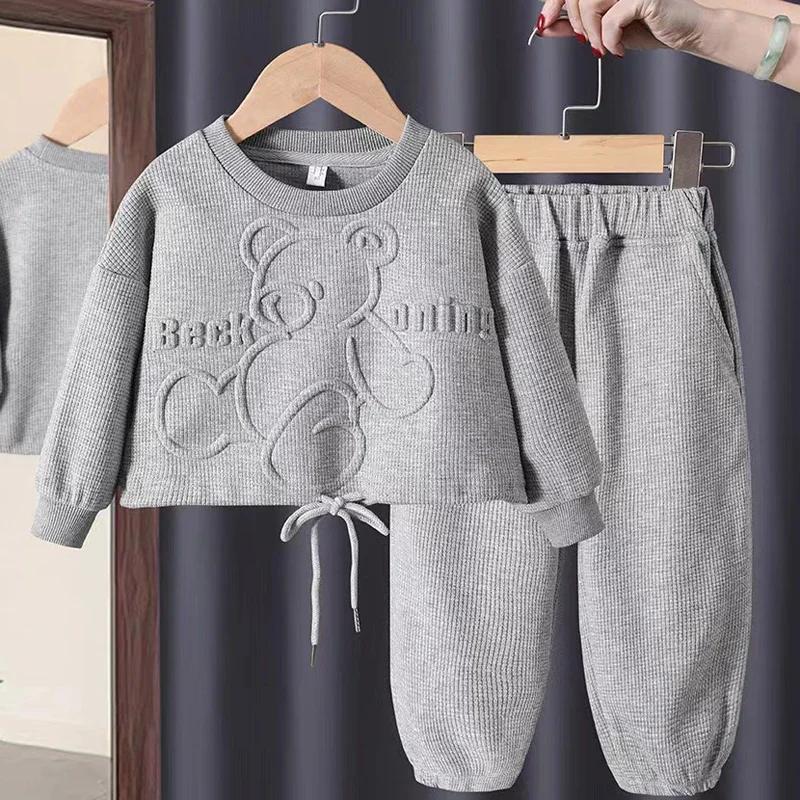 Ensemble de vêtements pour filles de 2 3 4 5 6 8 ans, sweat à capuche et pantalon à manches longues,