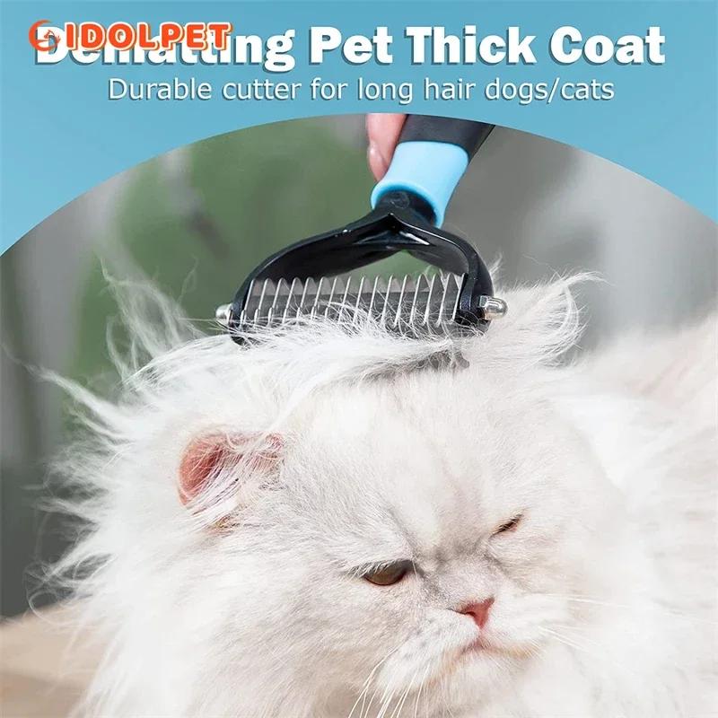 Brosse professionnelle de démêlage pour animaux de compagnie, peigne à démêlage sur 2 côtés pour chi
