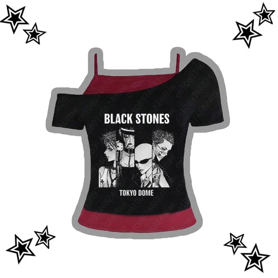 Vintage années 90 Punk Gothique Streetwear T-Shirt femme Emo Y2K Bretelles Top Harajuku Esthétique A