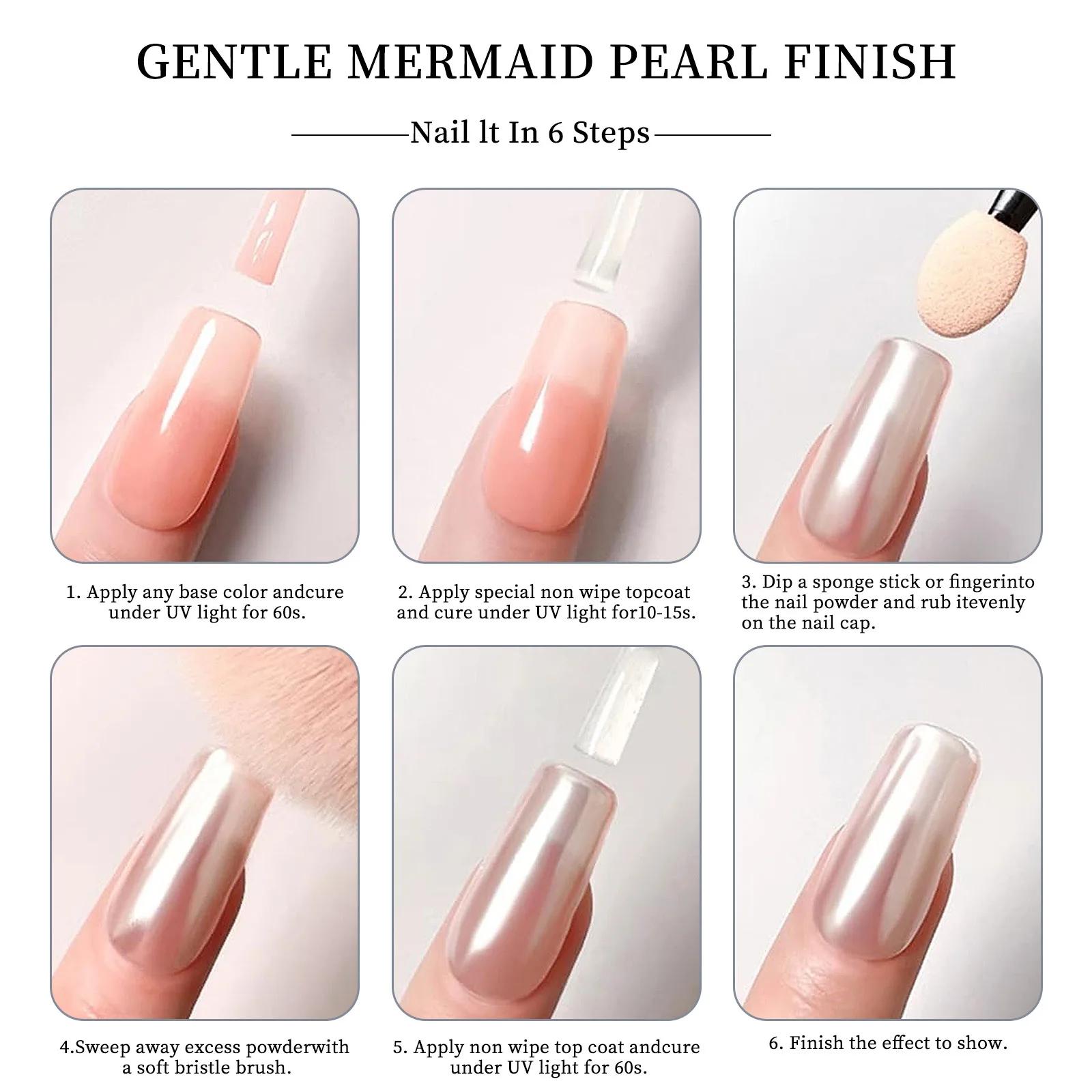Poudre à ongles chromée nacrée blanche, effet miroir brillant, pigment irisé magique, clair de lune,