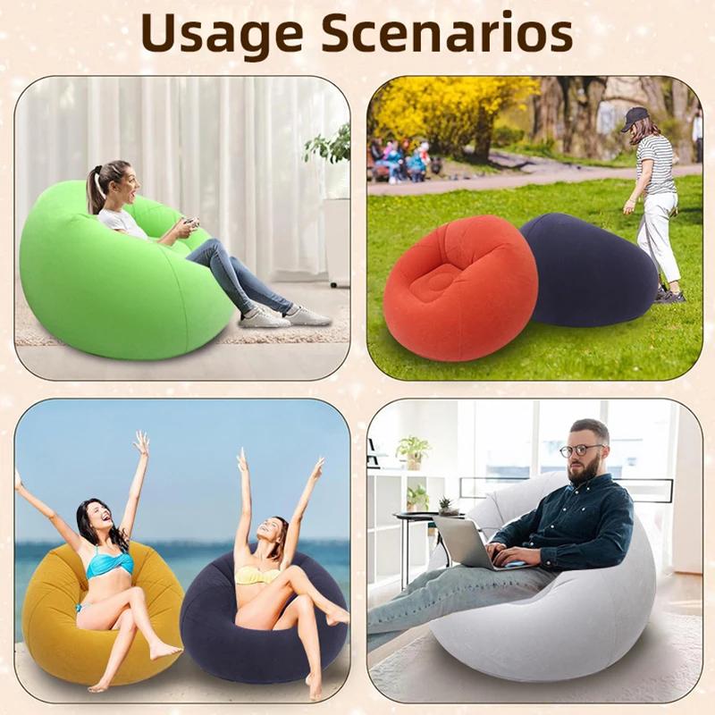 Chaises gonflables en forme de pouf, portables, 9 couleurs, canapé paresseux pour salon, Camping en 