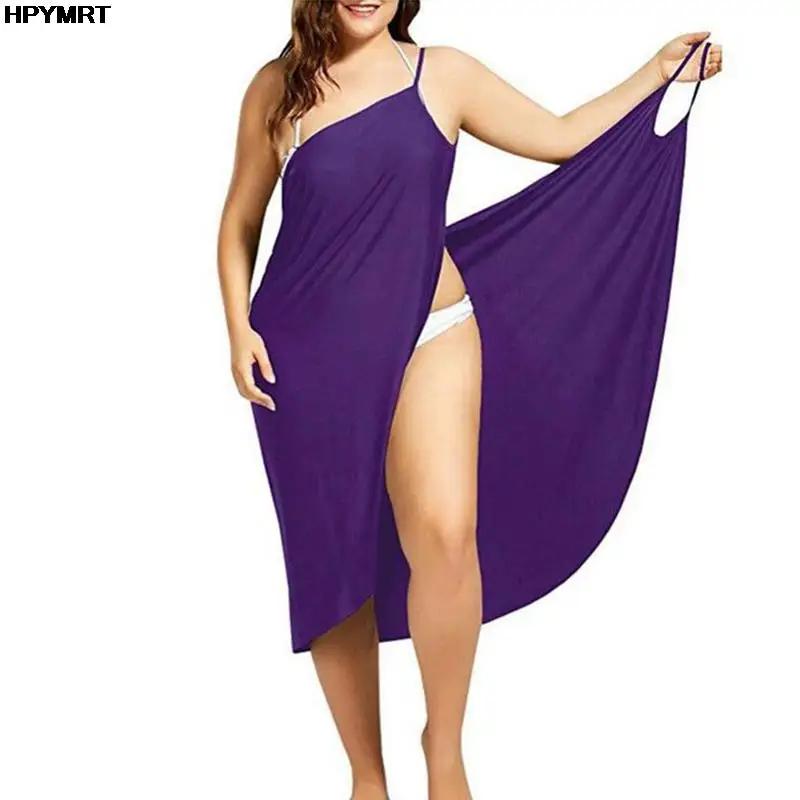 Robe à bretelles croisées sans manches pour femme, tenue Sexy, couleur unie, 5XL, vêtements de plage