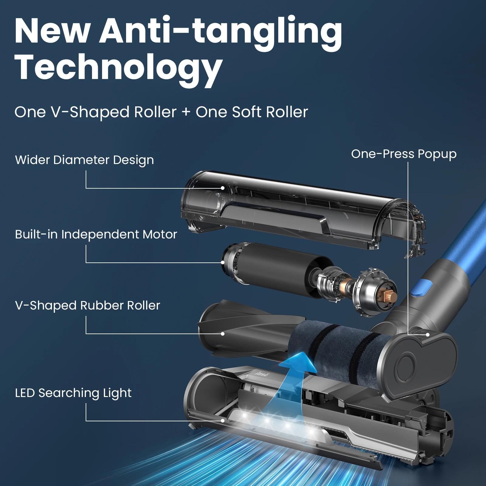 INSE-Aspirateur sans fil avec affichage LED, aspirateur à réglage intelligent, aspirateur pour tapis