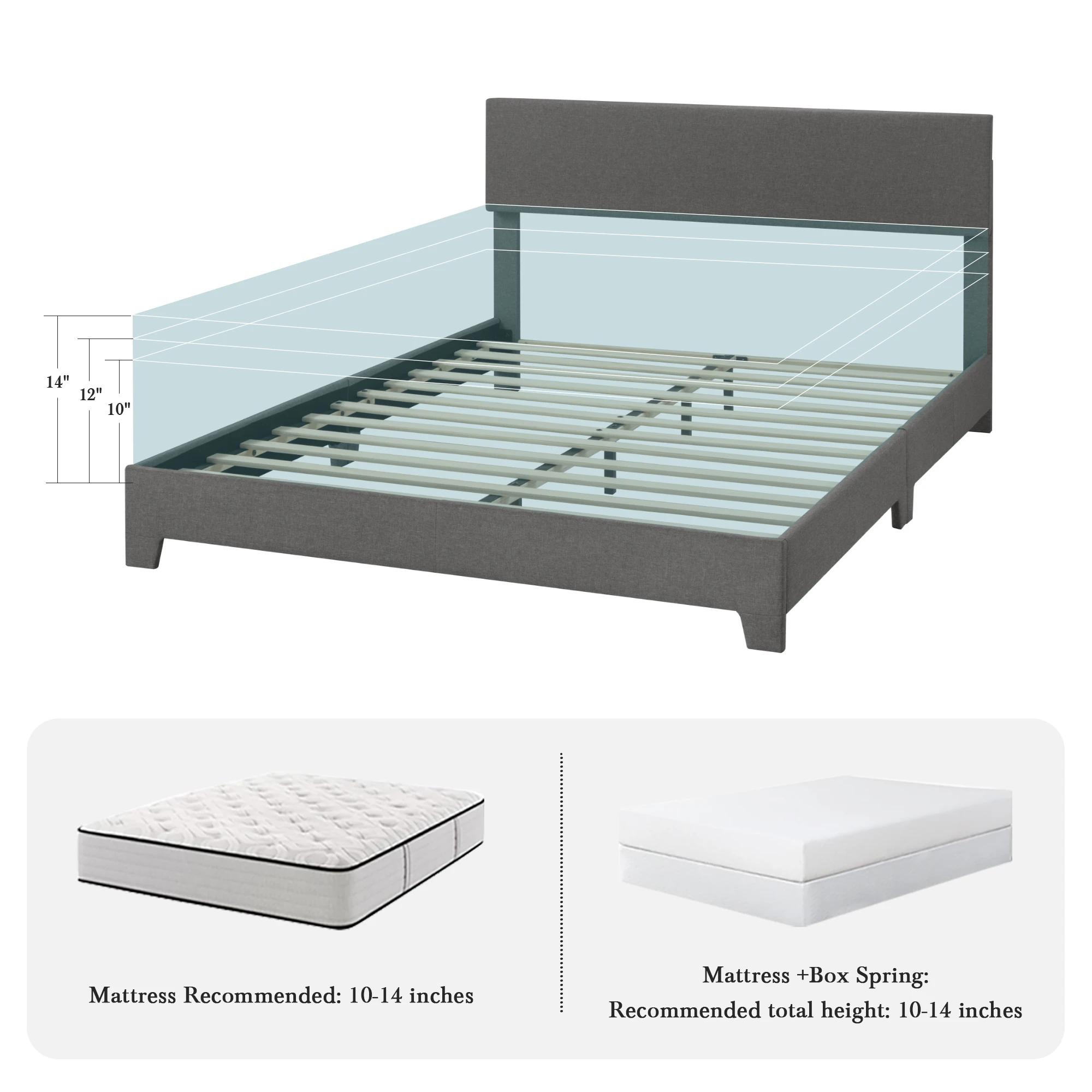 Cadre de lit en tissu de lin doux avec planche de sauna réglable, structure de soutien de bain, sans