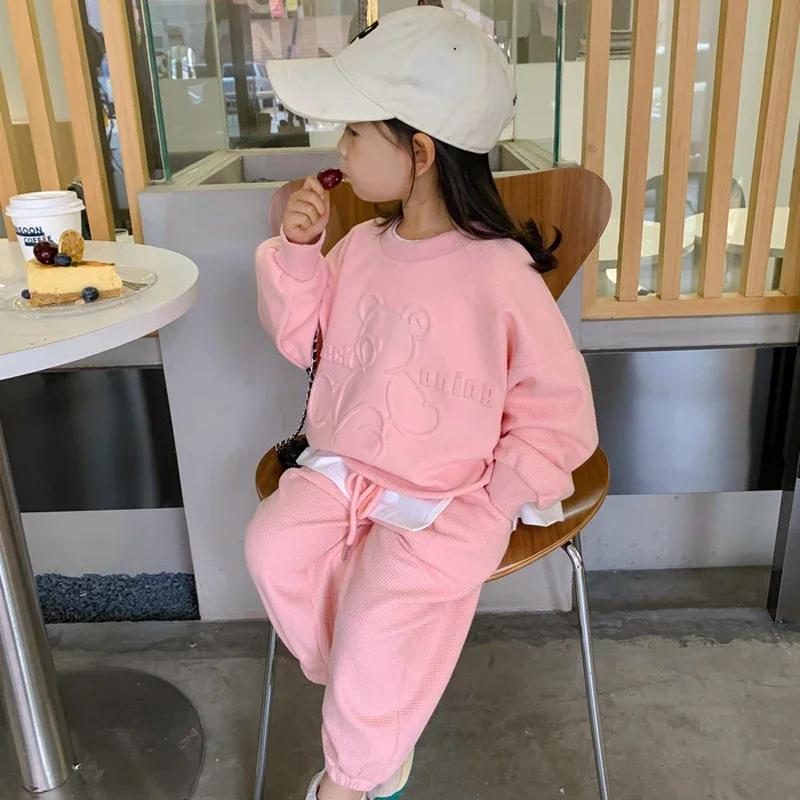 Ensemble de vêtements pour filles de 2 3 4 5 6 8 ans, sweat à capuche et pantalon à manches longues,