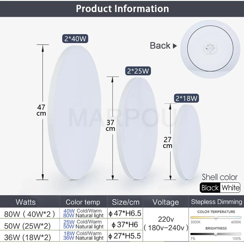 MARPOU plafonnier intelligent lampe à LED pour chambre plafonniers avec télécommande lumières LED à 
