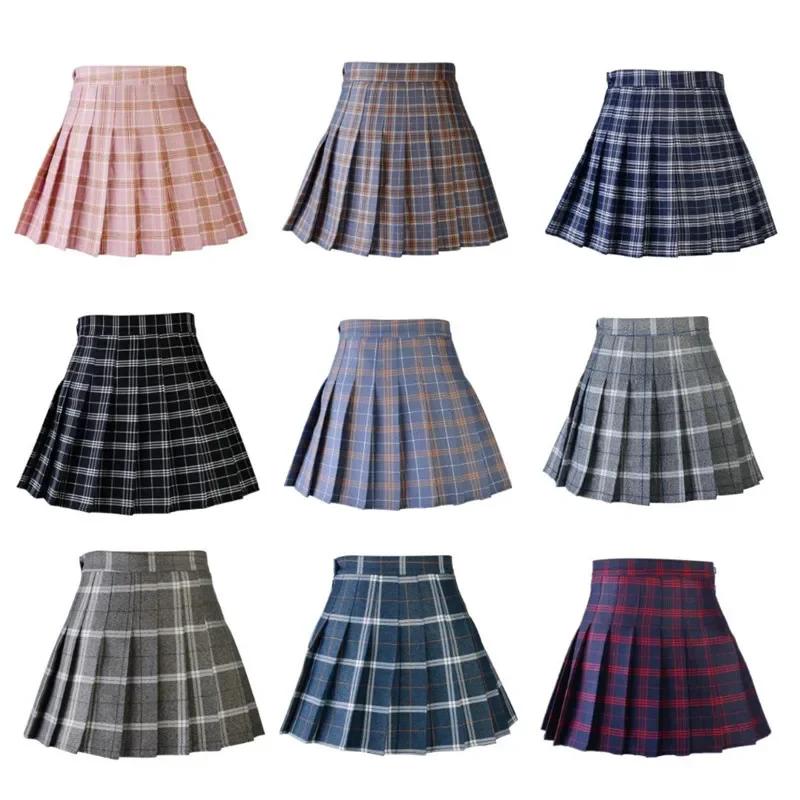 Jupe plissée Harajuku 0 pour femmes, Style Preppy, à carreaux, Mini uniformes scolaires japonais mig