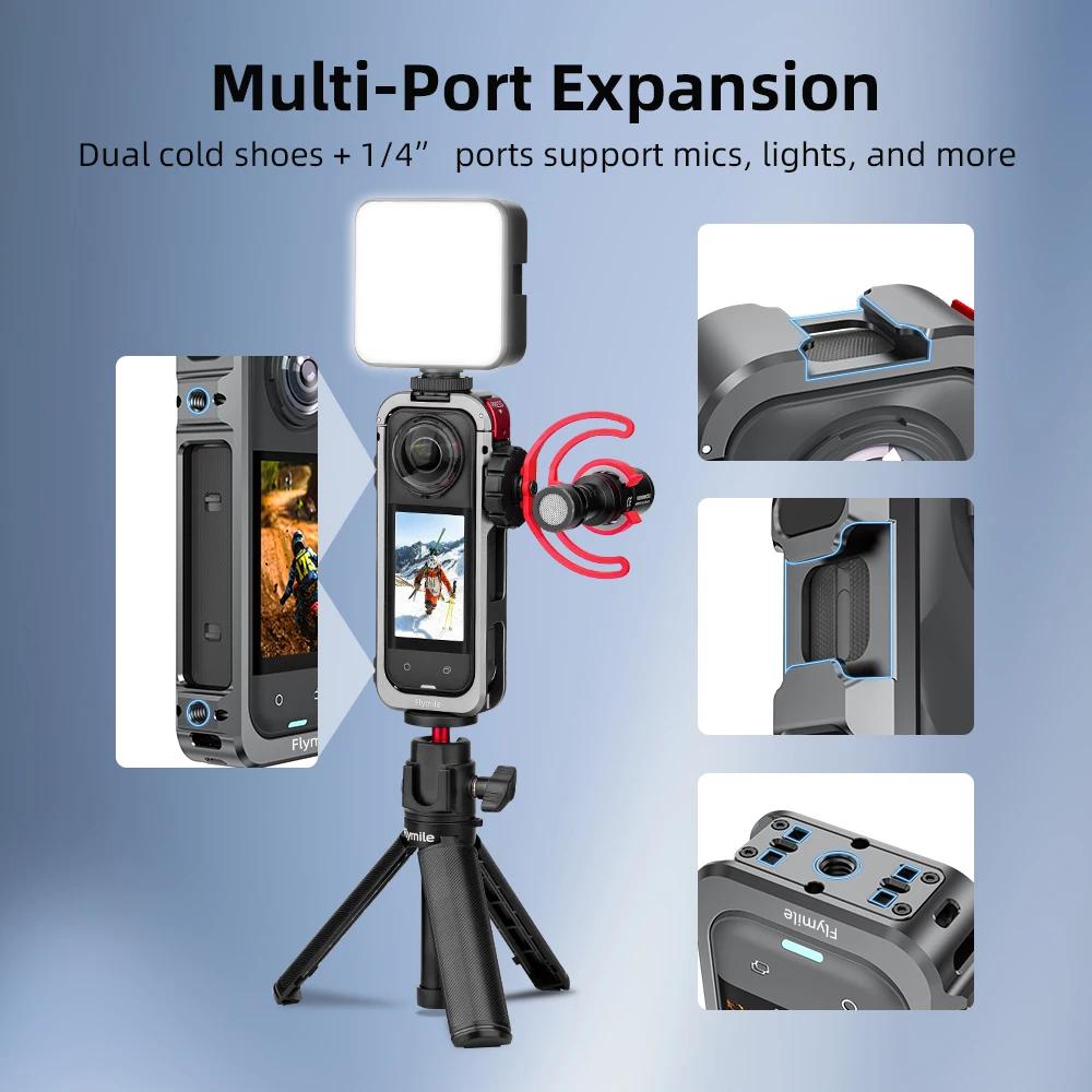 Flymile X5 Cage – Boîtier de protection métallique pour Insta360 X5, accessoires pour caméra, cage e