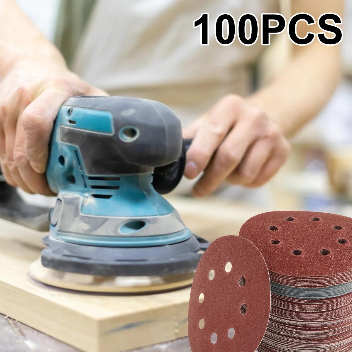 100 pièces 125mm disques abrasifs 8 trous crochet boucle papier de verre 80 grain-3000 grain papier 