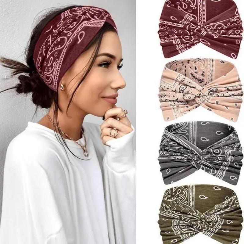 Nouveau Bandeau de Yoga pour Femme, Bandeau Croisé Imprimé Style Européen et Américain, Accessoire d