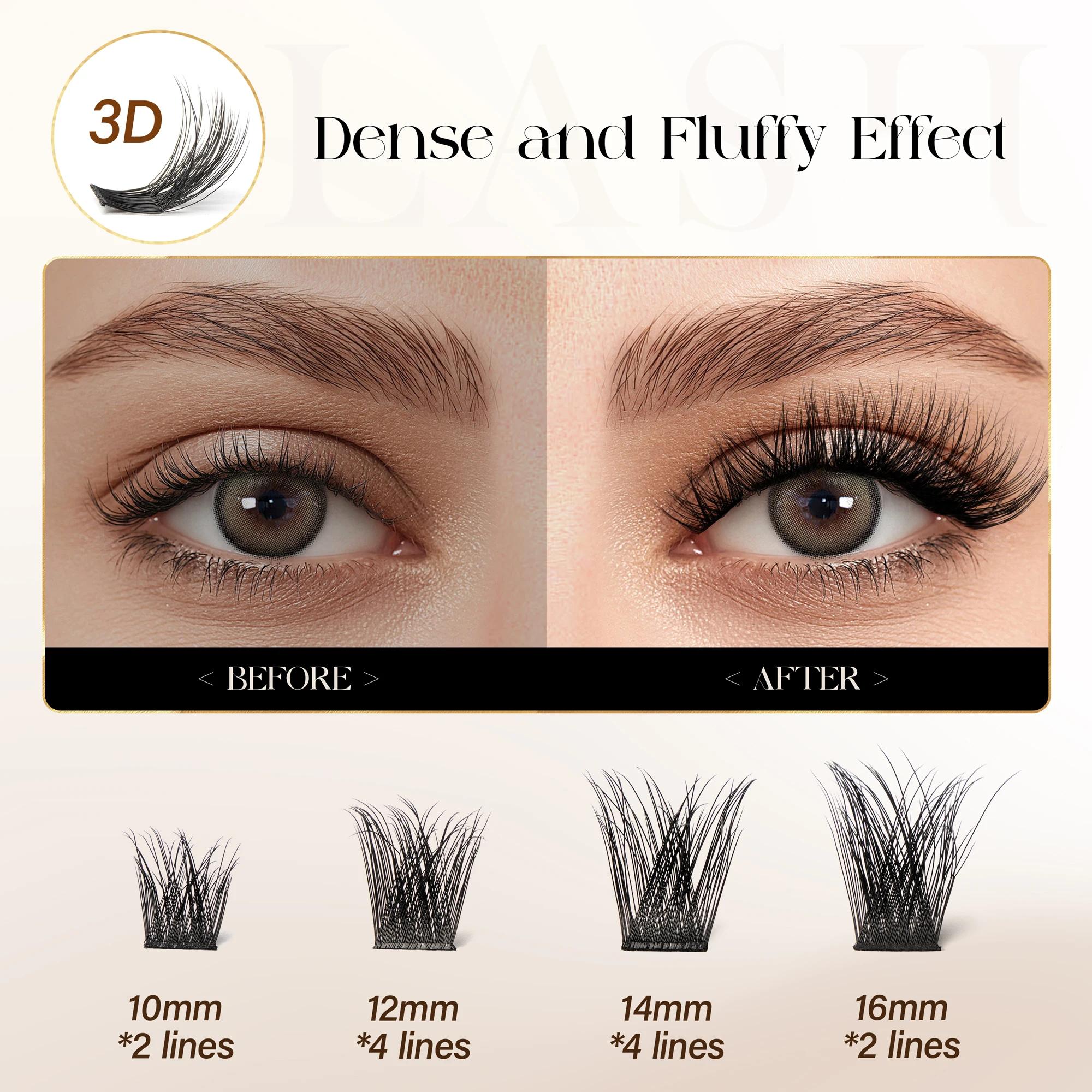 BEFER-Extensions de Faux-Cils Naturels Individuels, Volume Moelleux, Boucles D, DIY