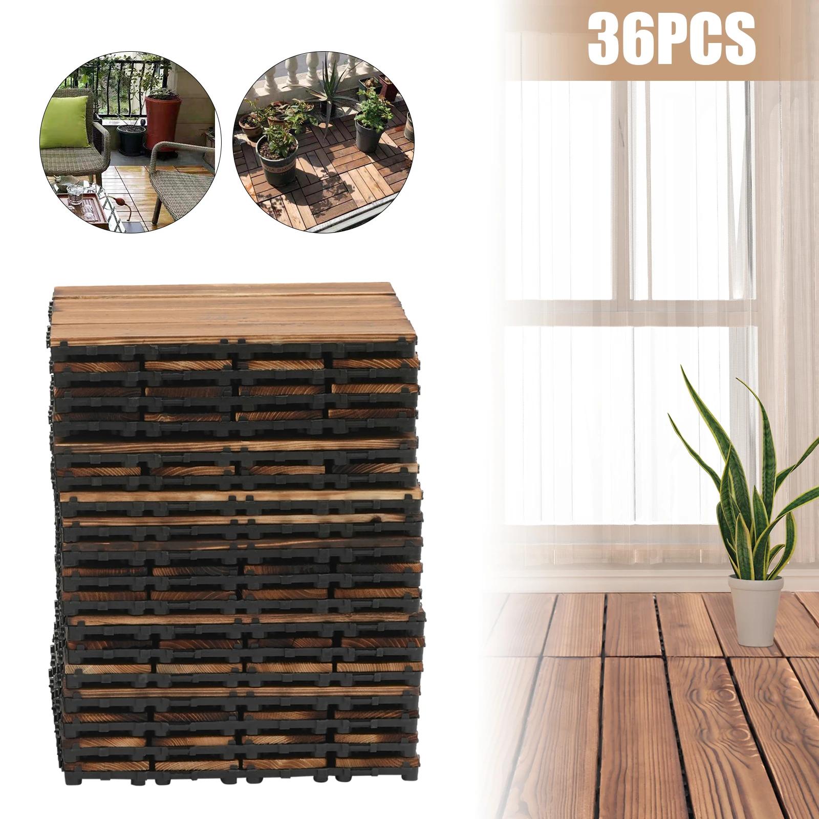 Paquet de 36 carrelage de sol de terrasse de Patio en bois dur carrelage de sol à emboîtement extéri