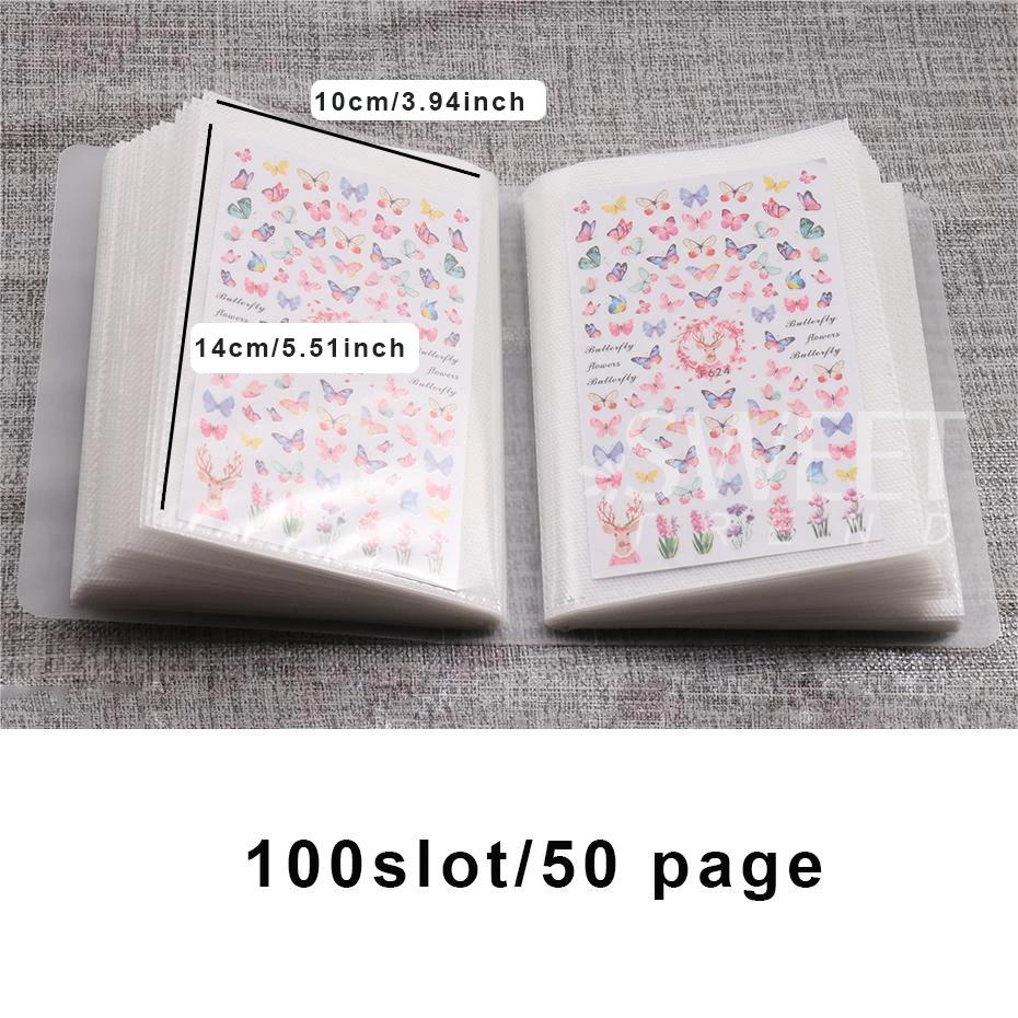 Livre de rangement d'autocollants pour ongles, 100 fentes, livre de Collection vide, support organis