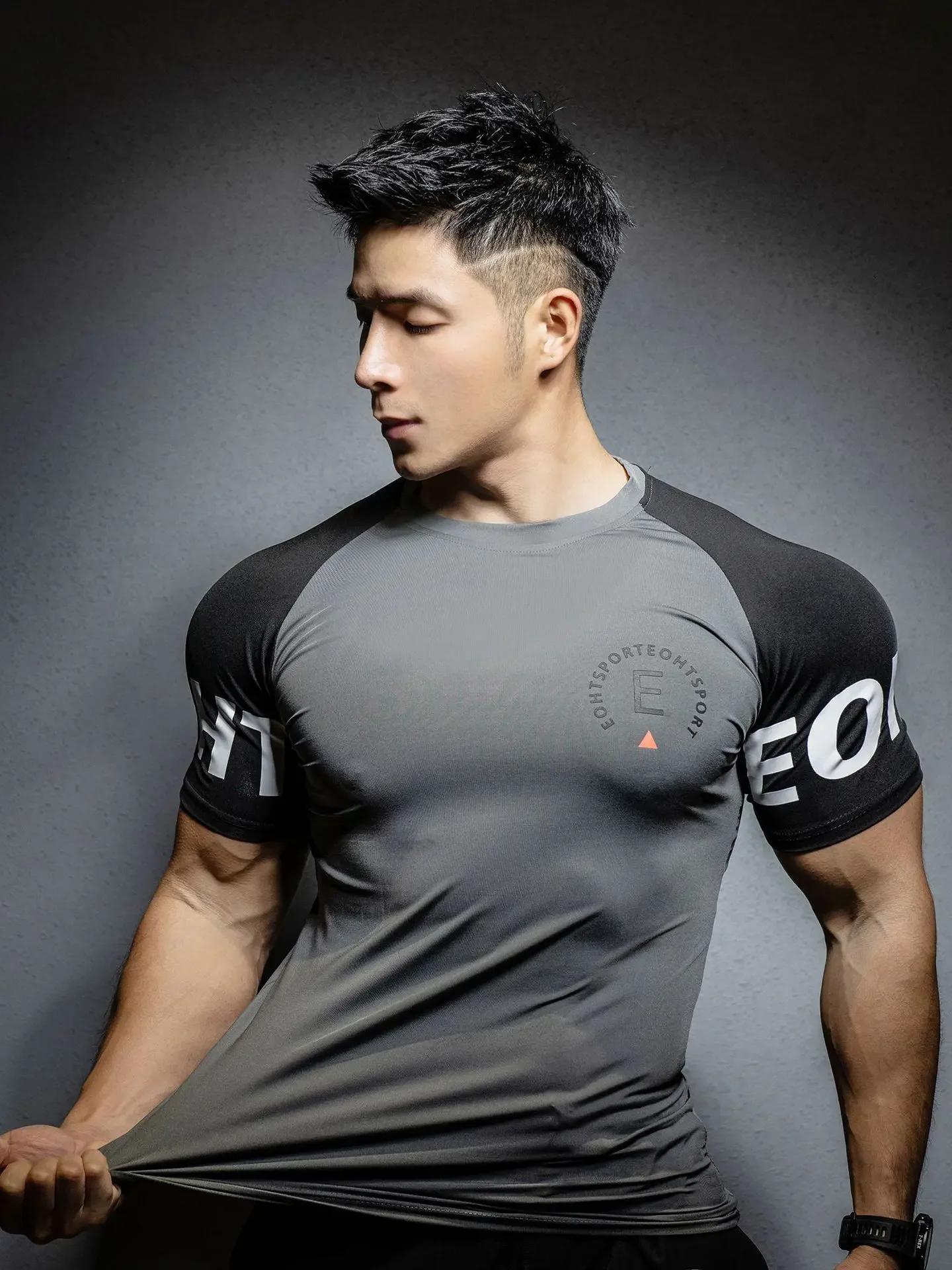 Gymnases d'été t-shirt hommes musculation Fitness séchage rapide à manches courtes t-shirt t-shirts 