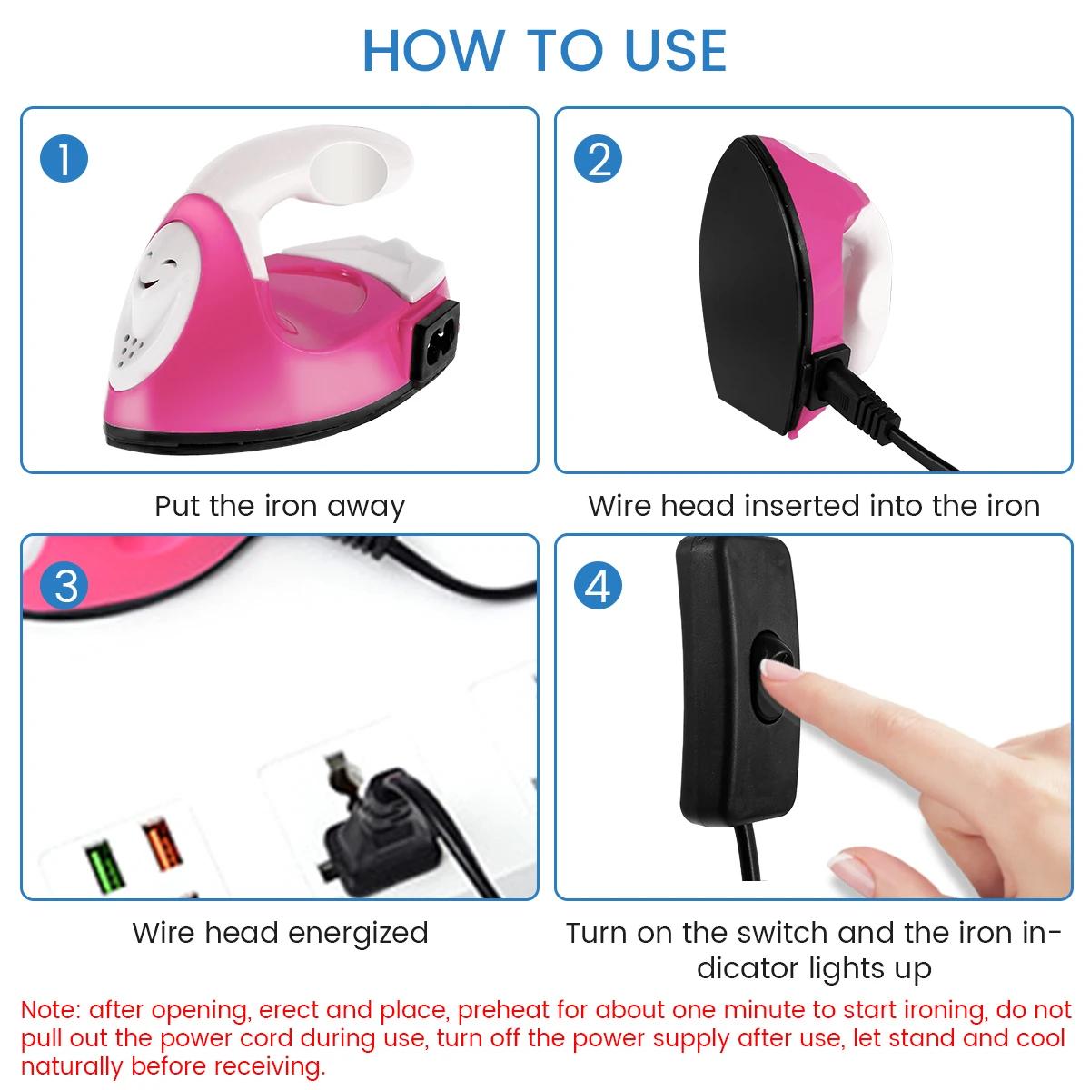 Mini fer à repasser électrique, portable, pratique, presse à chaud avec coussin d'isolation thermiqu