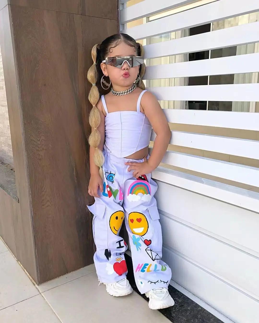 Vêtements pour enfants, ensemble 2 pièces pour filles, haut à bretelles + pantalon Long, mode pour e