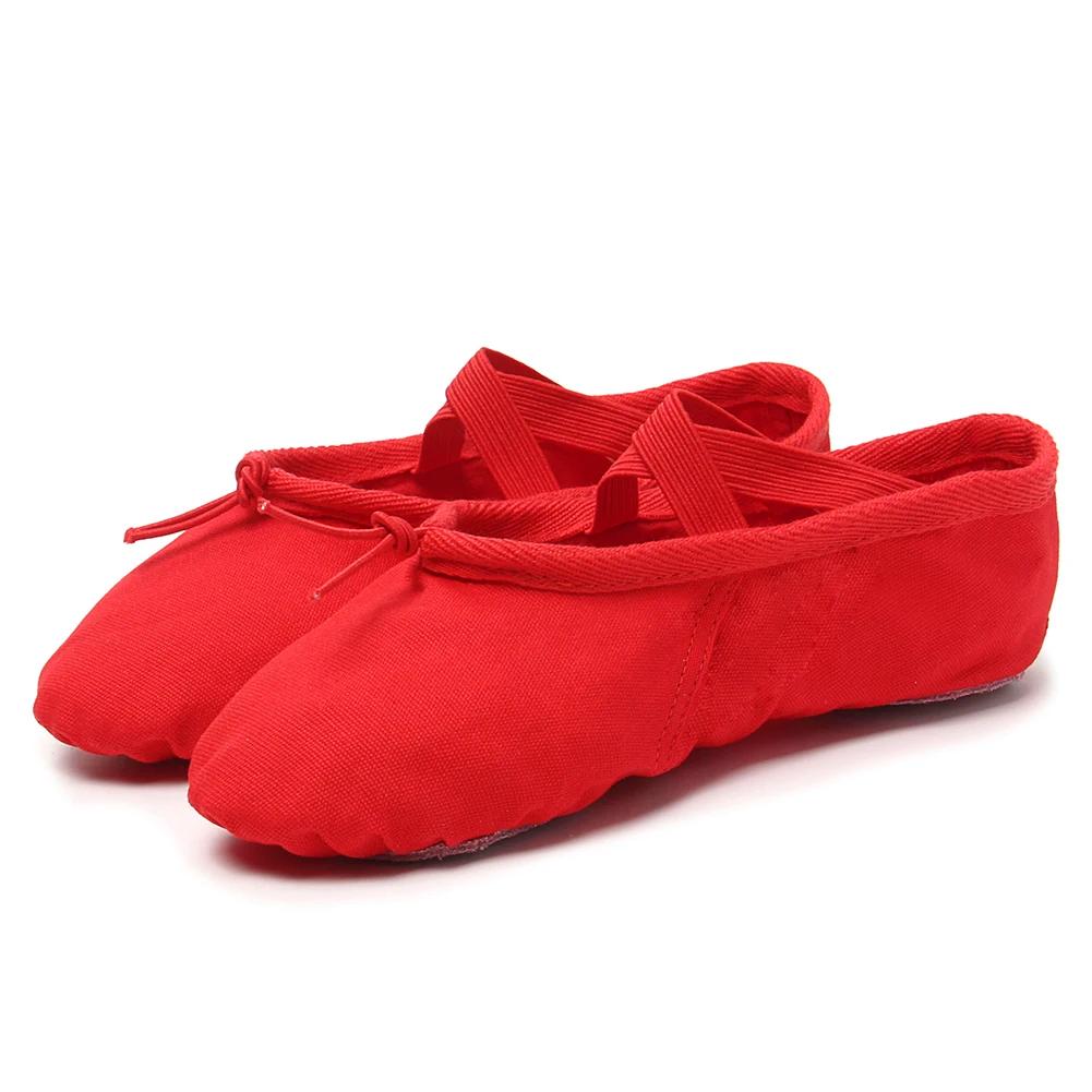 Chaussures de Ballet plates pour filles, ballerines en toile noires et roses, chaussures de danse po