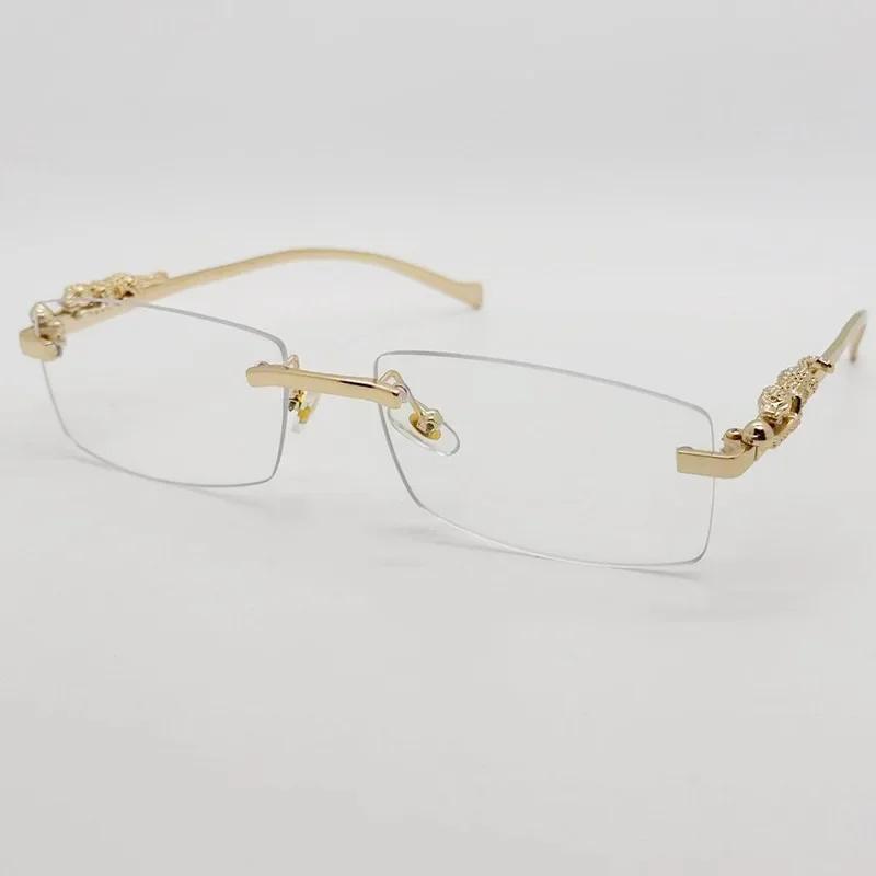 Monture de lunettes sans monture pour femmes et hommes, mode guépard, décoration Business Cool, mont