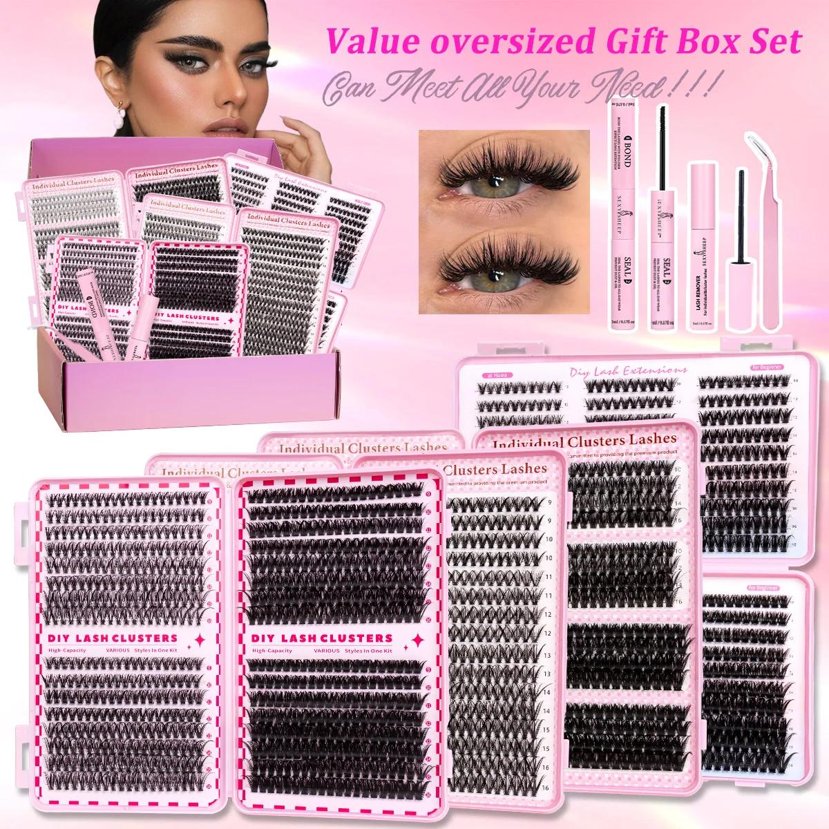 Kit de cils individuels, bricolage, grappes de cils en Volume, boucles D, Extension de cils naturels