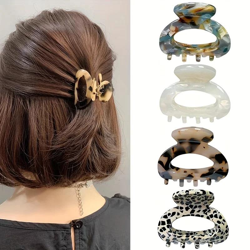 Pince à cheveux ovale élégante et douce pour femmes, accessoires pour cheveux à poignée sécurisée, q