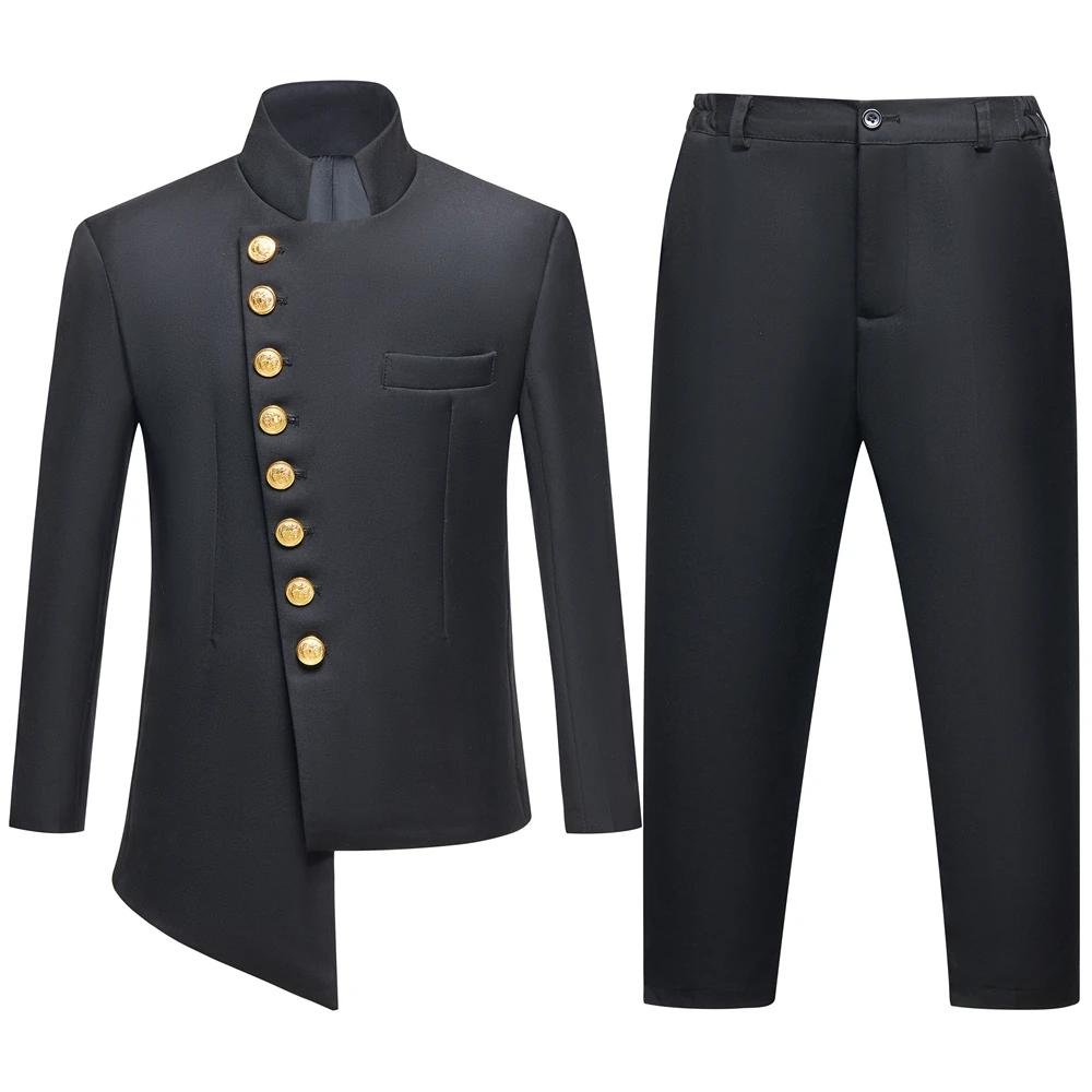 Costume de cérémonie élégant pour garçons avec col mandarin et boutons dorés – Idéal pour mariage, p