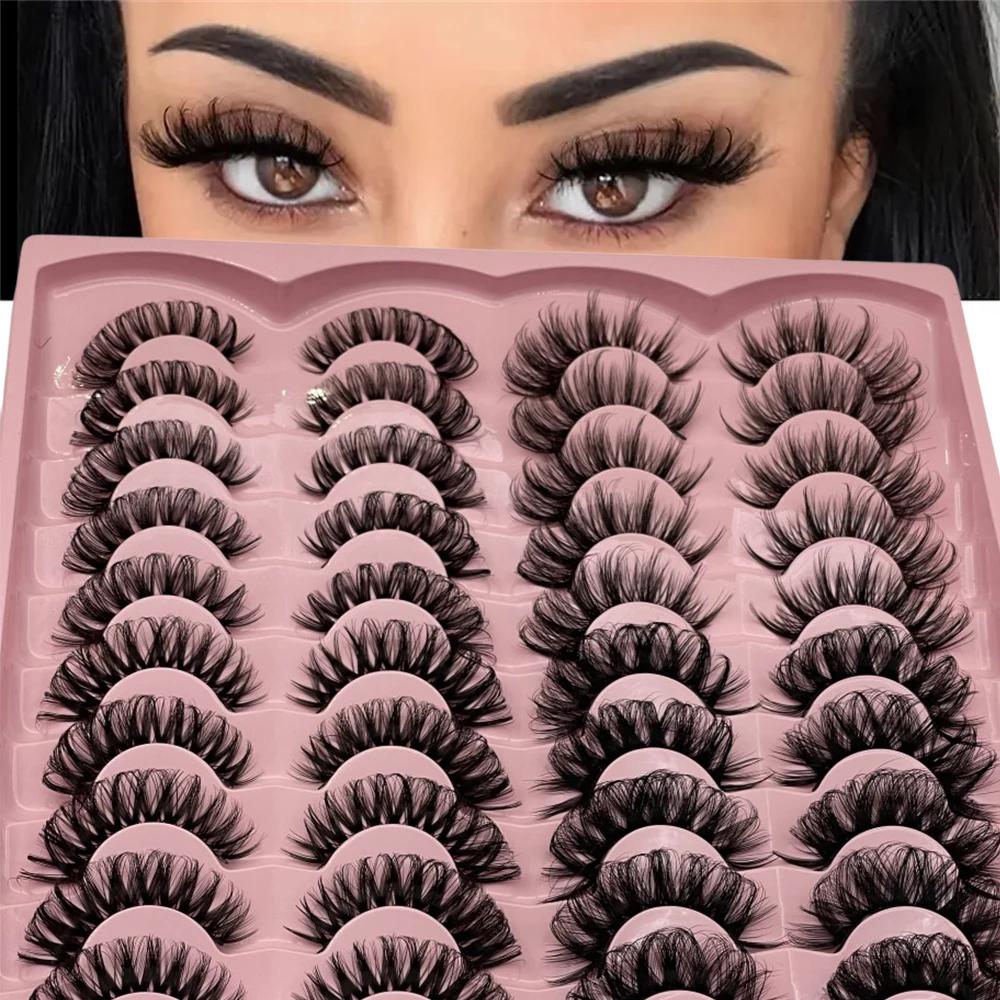 20 paires de faux cils 3D à volume dramatique pour extensions et maquillage de cils d'apparence natu