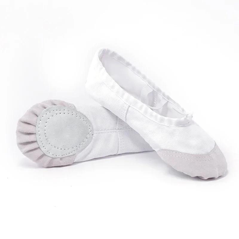 Chaussures de danse ballet en toile noir blanc - Zapatos de punta pour enfants et femmes gym yoga