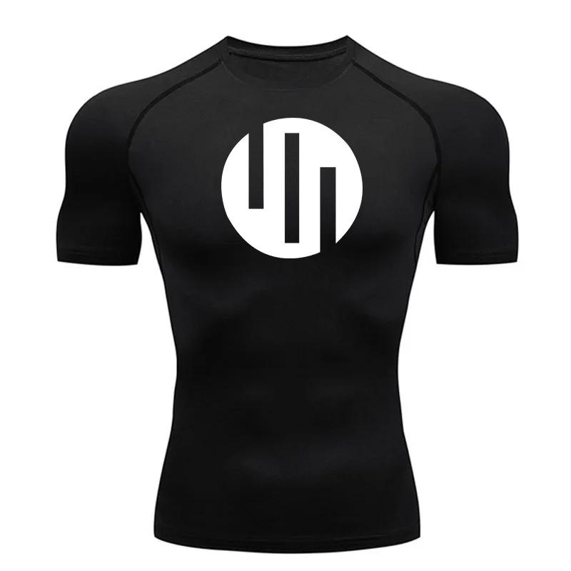 T-shirt de course à manches courtes, chemise de Compression blanche pour hommes, exercice de gymnast