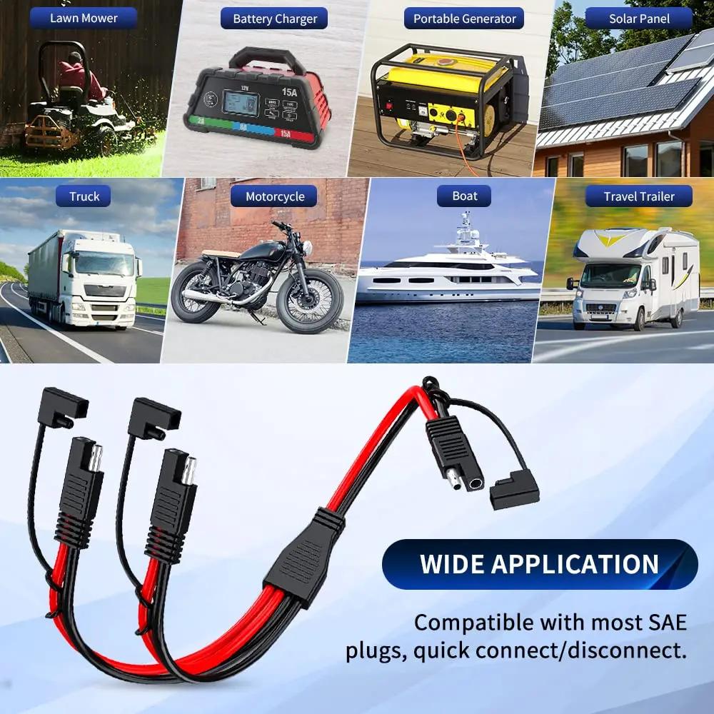 Anchtek 10AWG 1 à 2 câble d'extension SAE à SAE câble adaptateur d'alimentation automobile SAE DC pr