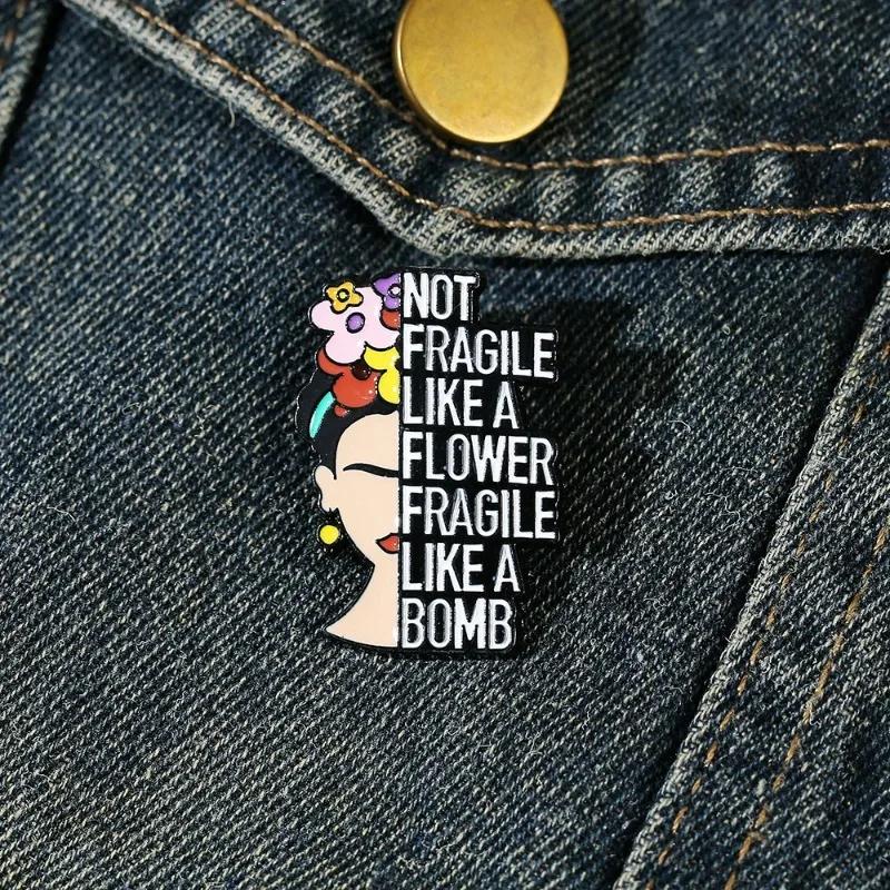 Broche lettre anglaise créative, pas de LIKEA FRAGILE, fleur de LIKEA, Badge de nomenclature, tendan