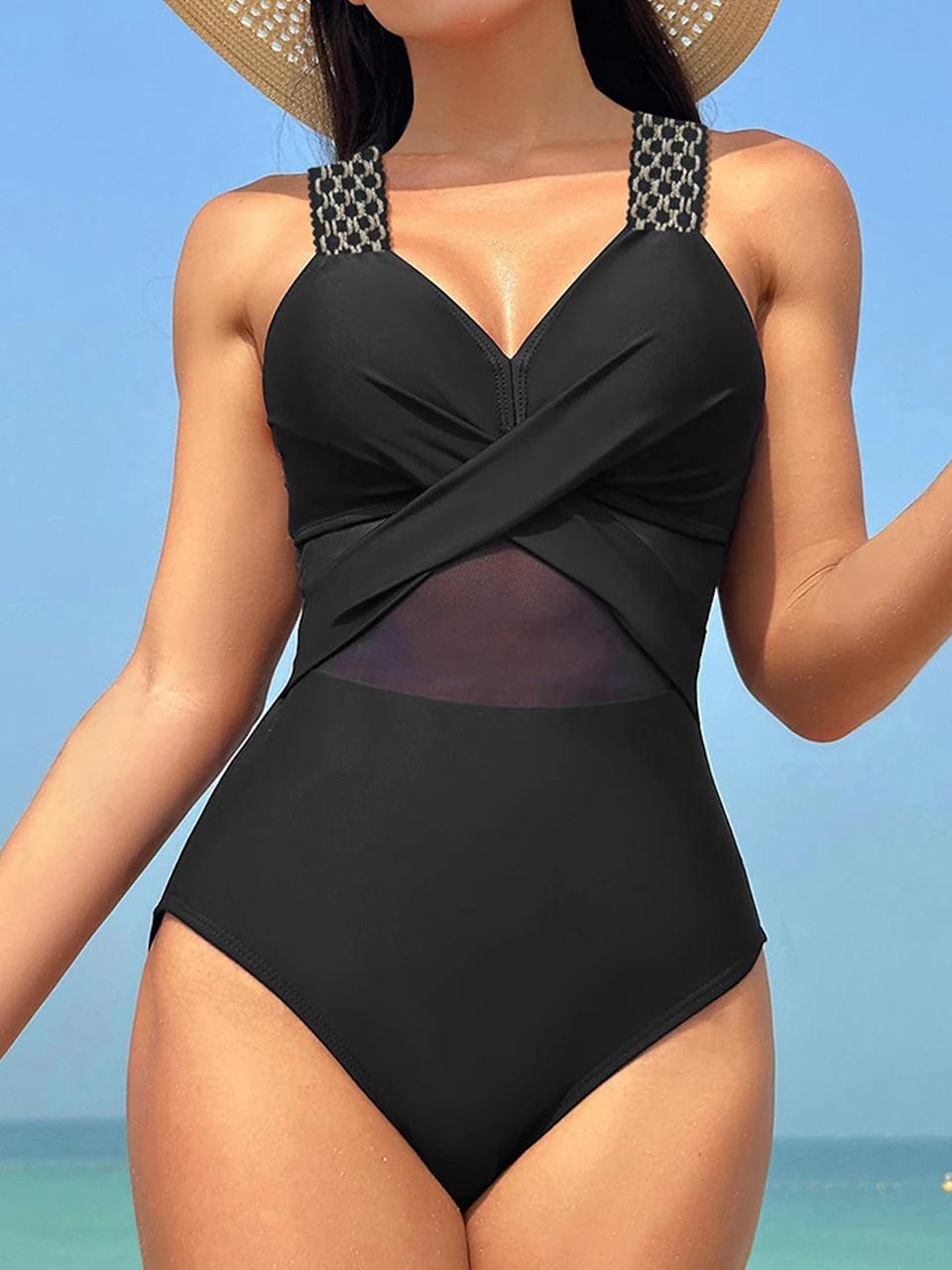 Maillot de bain une pièce sexy 2026 pour femme - Tenue de plage maille froncée estivale