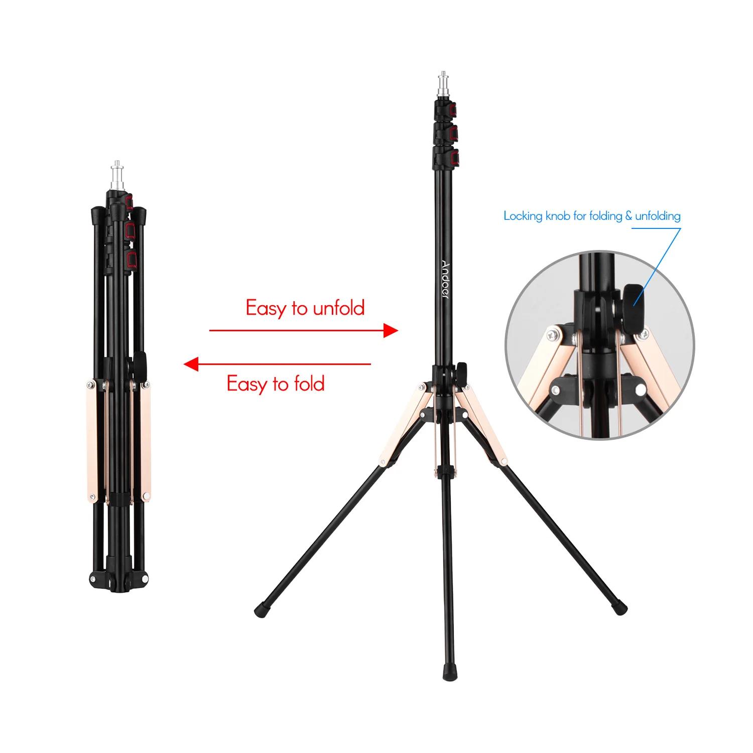 Andoer 190 cm/74.8 pouces Portable en alliage d'aluminium photographie support de lumière inversé pl