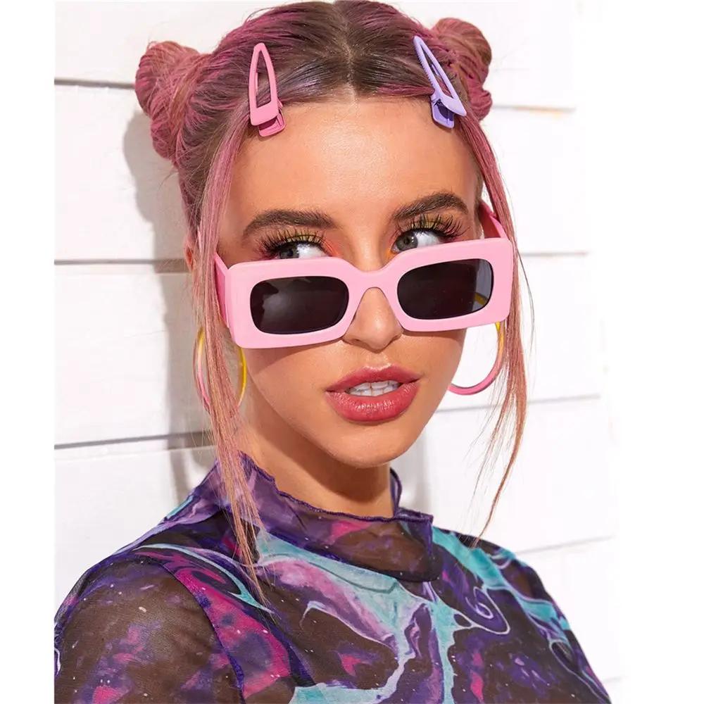 Lunettes de soleil rectangulaires à grande monture pour femmes, lunettes carrées violettes, lunettes