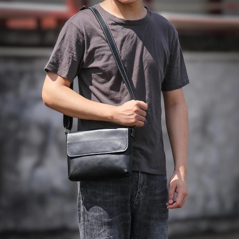 LUOKIR – sac à bandoulière en cuir véritable pour hommes, sac à bandoulière Simple Vintage en cuir d