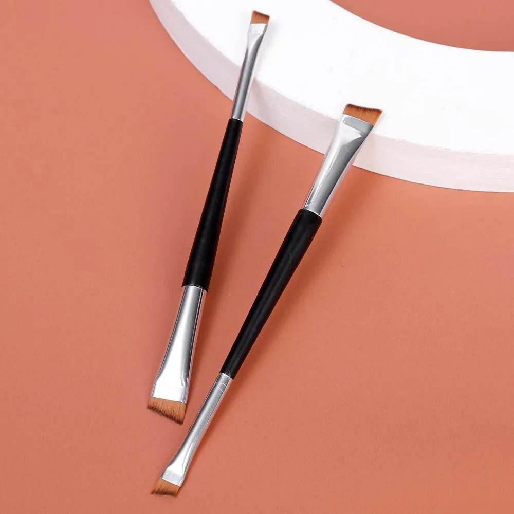 Brosse à sourcils professionnelle, Eyeliner, lame à tête plate coudée, pinceaux de maquillage pour C