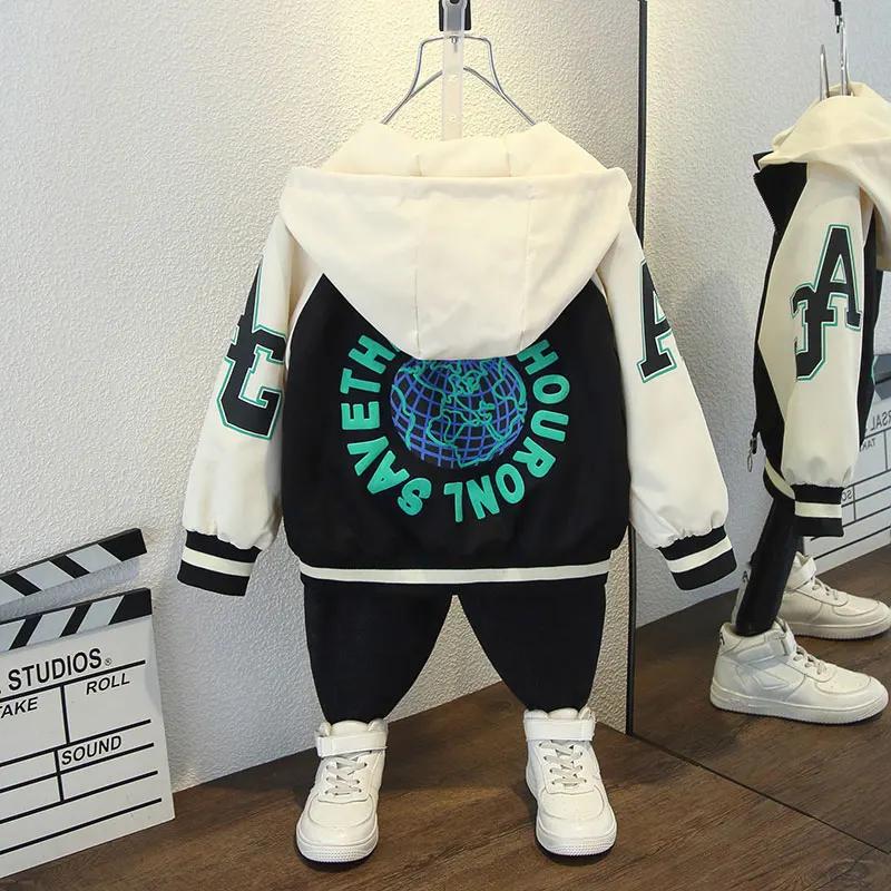 Mode garçons couleur bloc veste de Baseball 2025 printemps automne bébé fille lettre imprimer décont