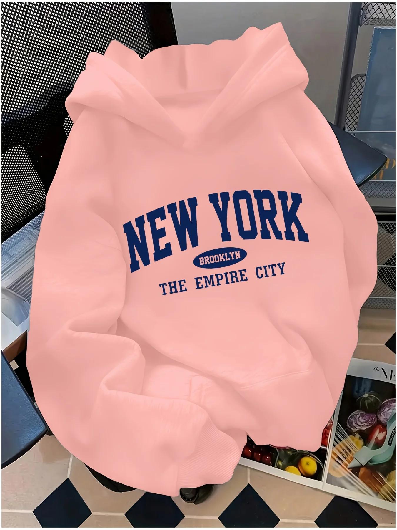 Sweat à capuche ample pour femme, motif lettres, style décontracté, motif géométrique, col à capuche
