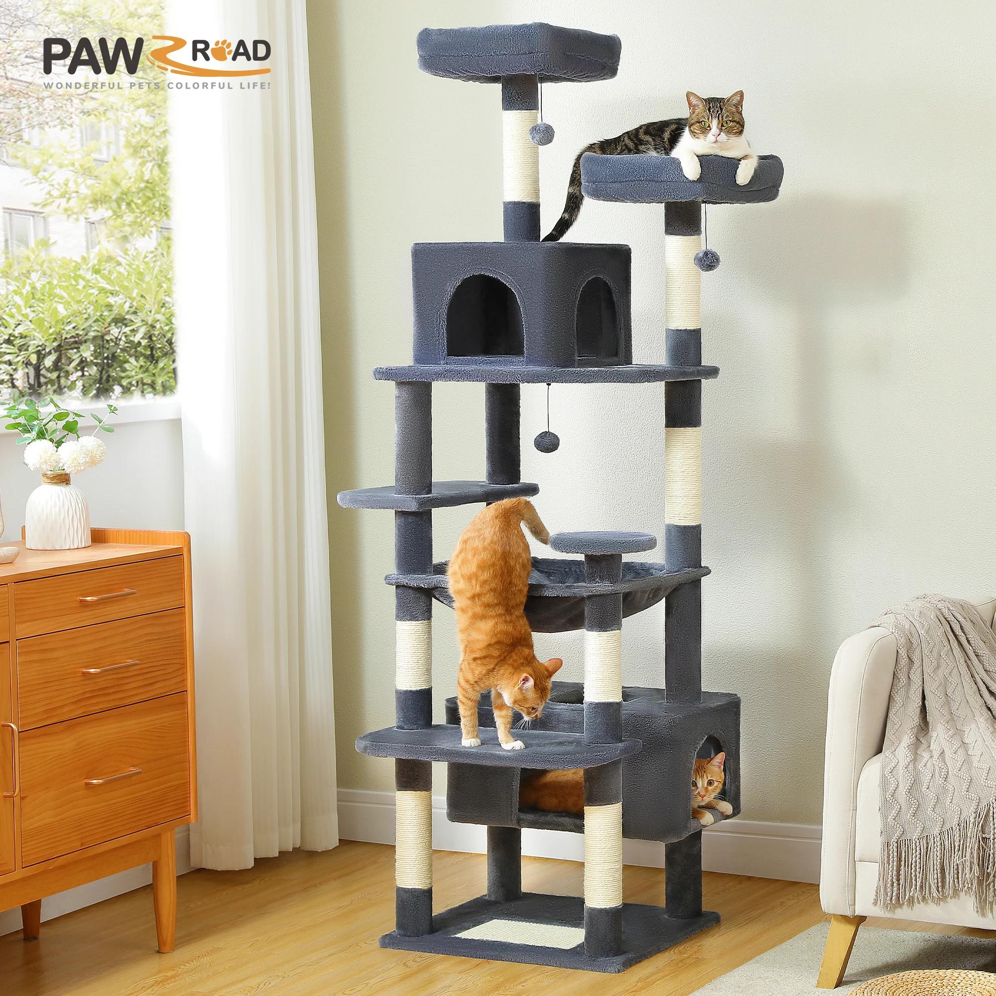 Grand arbre et tour pour chats d'intérieur, avec postes à gratter recouvertes de Sisal, hamac spacie