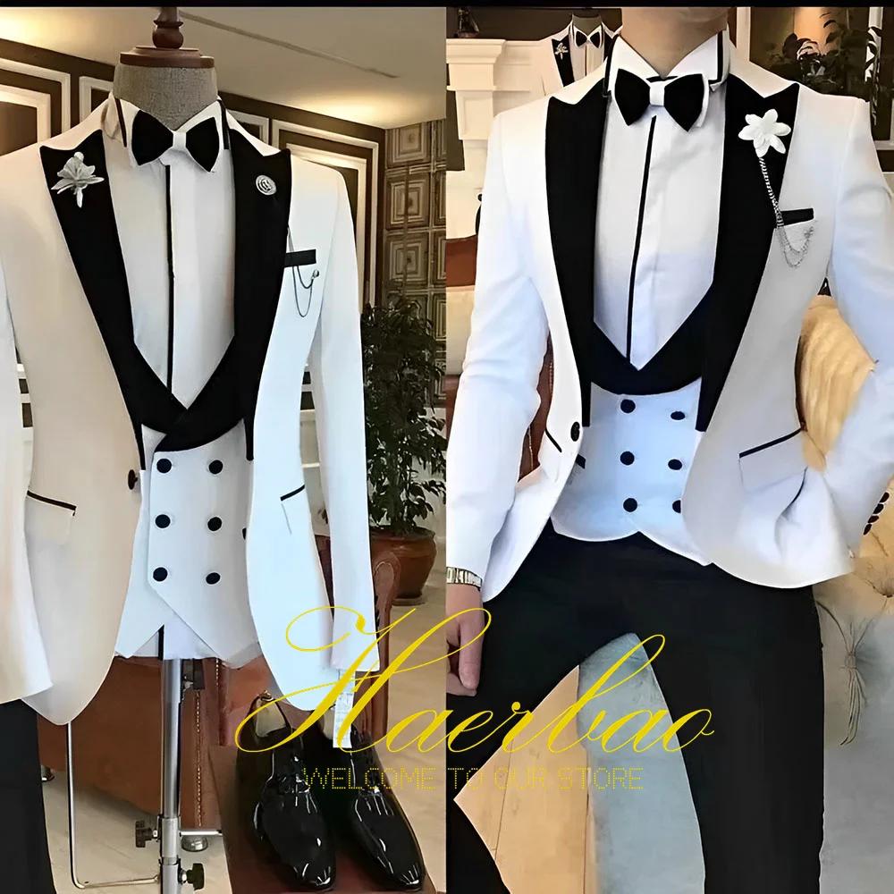 Costumes 3 pièces Slim Fit pour hommes, smokings de marié pour mariage GroomTIME, veste trempée de s