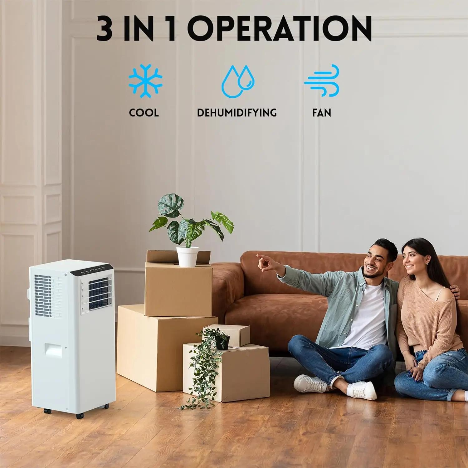 Climatiseur portable 8500 BTU avec télécommande à écran LCD, refroidissement AC jusqu'à 350 pieds ca