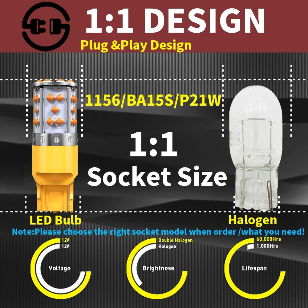 2 pièces Super lumineux T20 W21W WY21W 7440 7440NA LED clignotants ampoules Canbus sans erreur pas d
