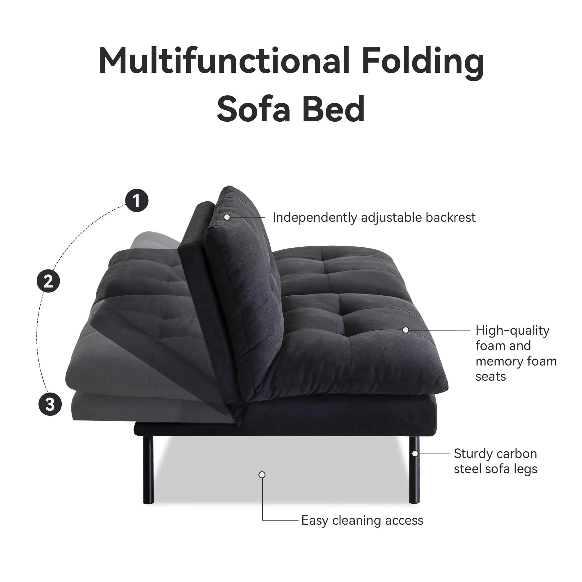 Hcore-Canapé-lit en mousse à mémoire de forme, sofa convertible, causeuse noire pour petits espaces,